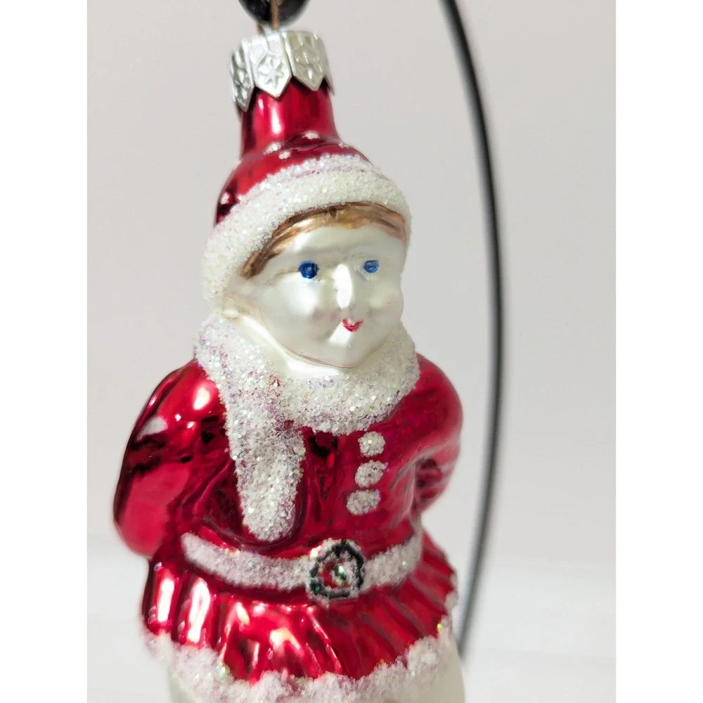 Vintage Ice Skate Child Victorian Blown Glass Ornament 5